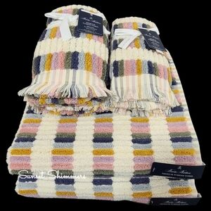 6pc BROOKS BROTHERS Mosaic Tile Multicolored THICK PLUSH TURKISH Towel Set NEW